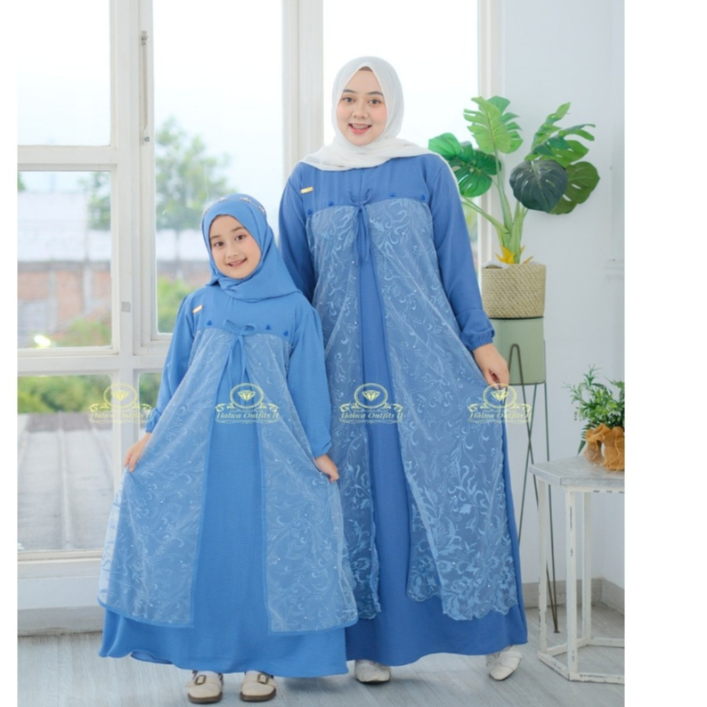NAIRA Dress Gamis Couple Ibu Dan Anak Usia 3- 11 Tahun Gamis Tille Akar Gamis Pesta Gamis Modern H14