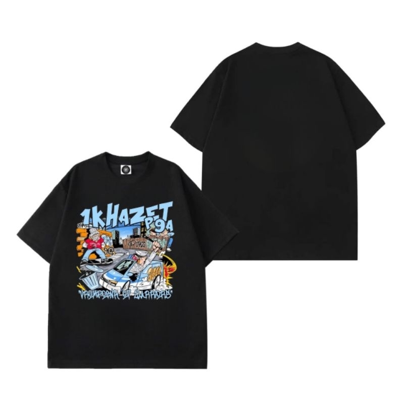 LYCUS CLOTHING Tshirt 1K HAZET  Vintage lengan pendek Hitam Kaos distro Unisex Combed Digital Bandun