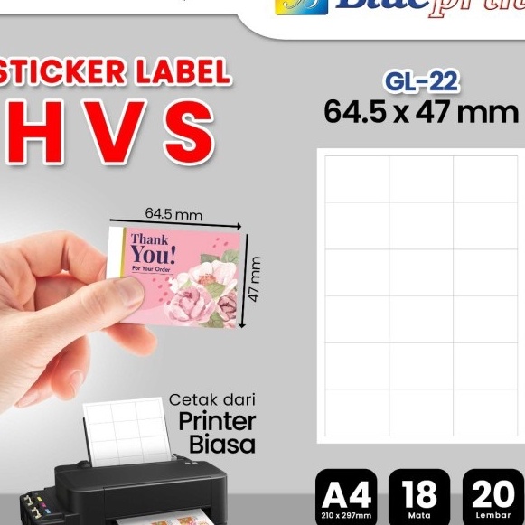 

Hemat Kes Stiker Label HVS Doff A4 BLUEPRINT Uk 645 x 47 mm 2 lembar