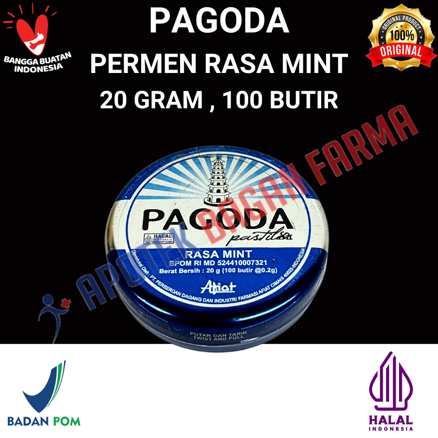 

PAGODA Pastiles Rasa Mint 10gr & 20gr Permen Pelega Tenggorokan