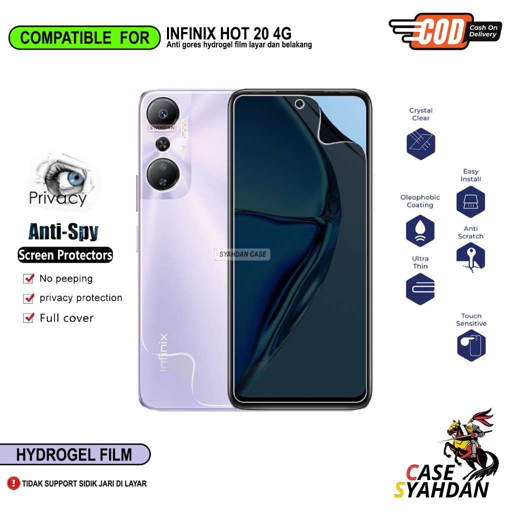 Anti Gores Hydrogel Infinix Hot 20 4G Hot 20 5G Hot 20 Play Hot 20i Hot 20s Pelindung Layar Hp Hydro