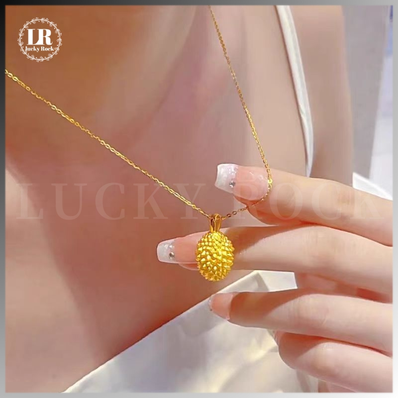 Lucky-1188 Kalung wanita liontin durian berlapis emas kalung tulang selangka perhiasan emas pasir Vi