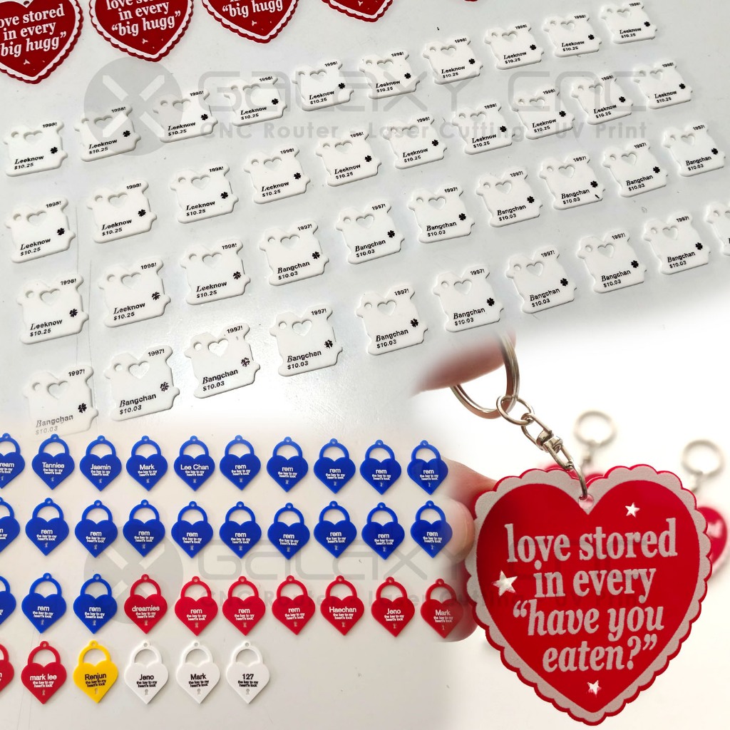 [2 mm Solid+tambah lubang - Ring] Custom Gantungan Kunci Akrilik solid 2 mm Cutting Lubang + UV prin