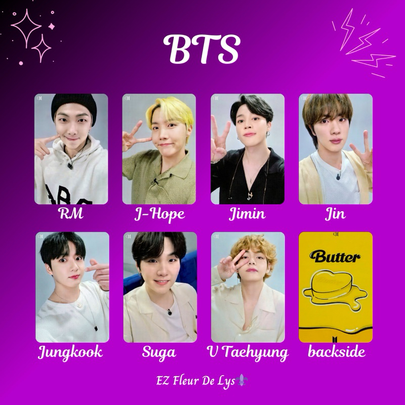 photocard replika pc unofficial BTS Butter RM J-HOPE JIMIN JIN JUNGKOOK SUGA V TAEHYUNG