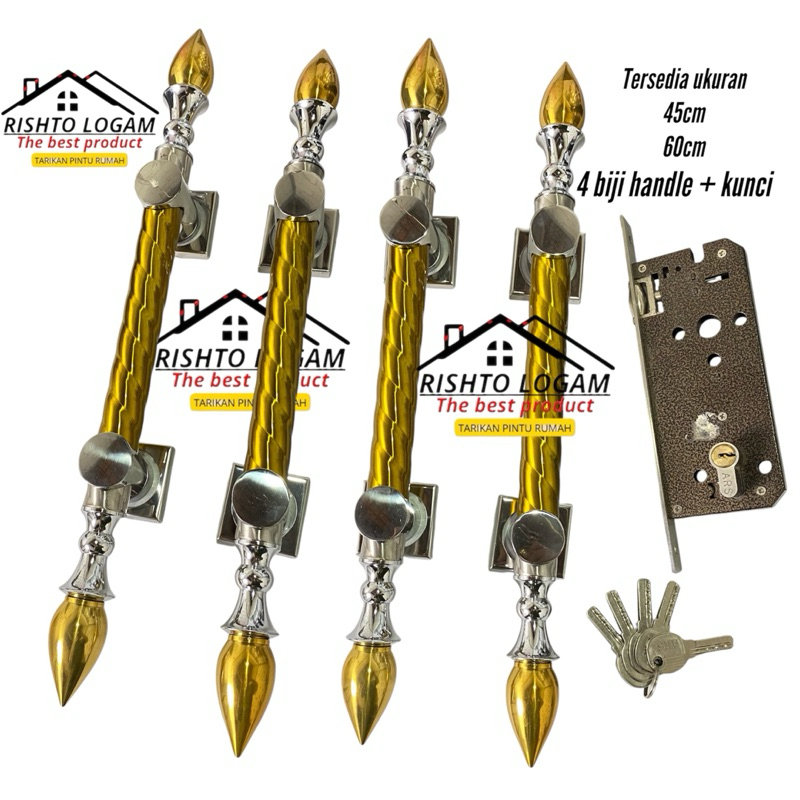 4 Biji Hande Pintu Rumah + 1 Kunci Body Pelor Tarikan Pintu Rumah Gagang Pintu Minimalis Pegangan Pi
