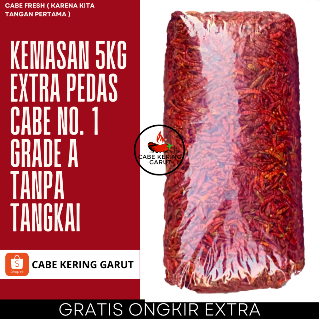 

CABE KERING MERAH CABE TEJA JAPLAK 5KG( Tanpa Tangkai )