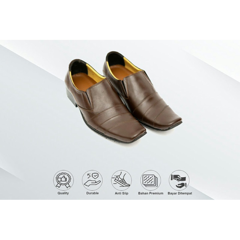 Sepatu Pantofel Kulit Pria Warna Coklat  0204