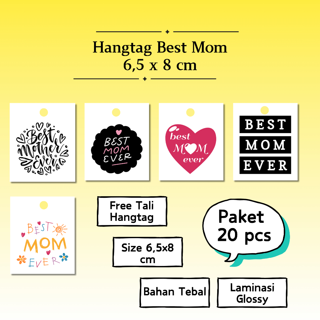 

Hangtag Ucapan Best Mom / Hangtag Custom Hampers Hadiah Souvenir 6,5 x 8 cm