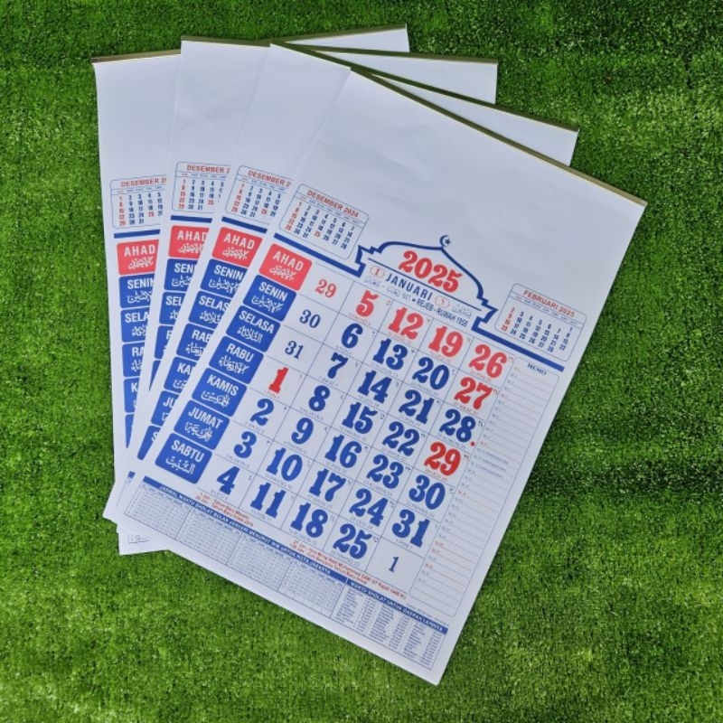 

kalender kerja tahun 2025 versi arab MJ 12 lembar 1 bulanan ukuran 32x48 cm(terima castume cetak merek)