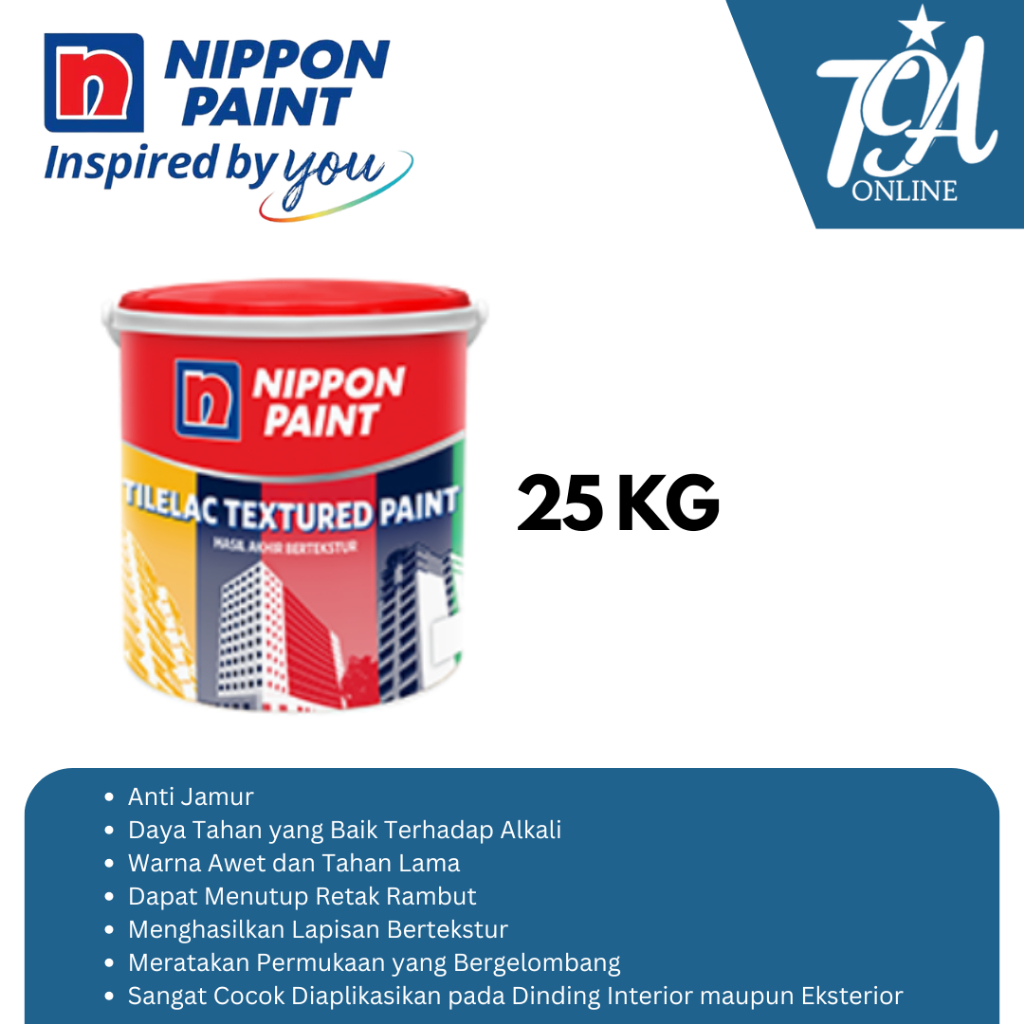 Cat Tembok Texture Interior & Exterior Nippon Paint Tilelac Textured Paint 25 KG - Warna Putih