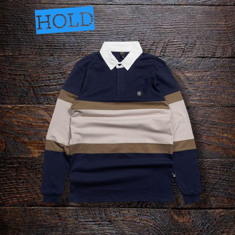Kaos Poli Rugby Shirt Pria Lengan Panjang HOLD ORIGINAL