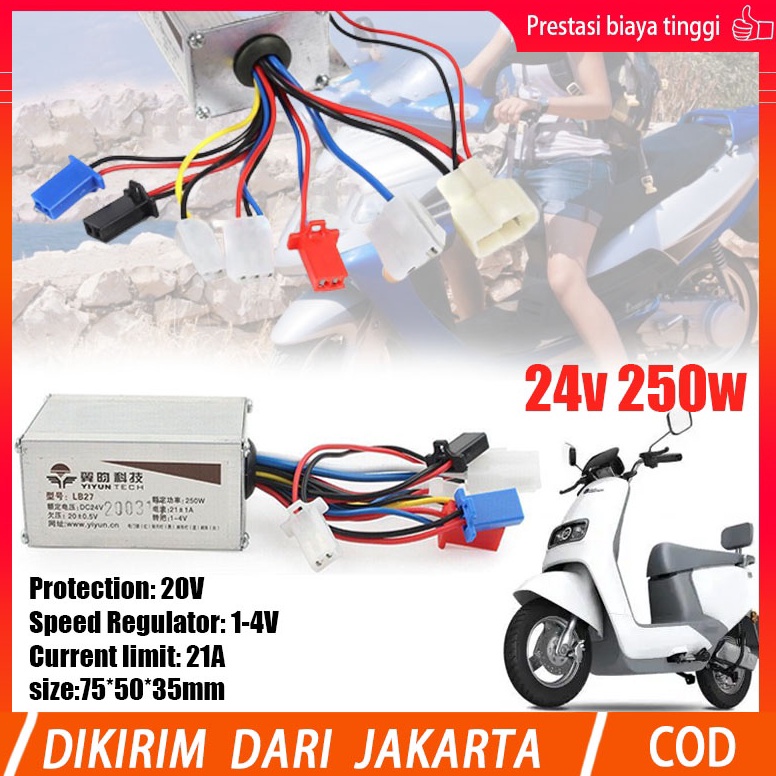 LANGSUNGORDER Controller 24V 25W Brushed DC Kontroler Skuter Elektrik Sparepart Controller Sepeda Li