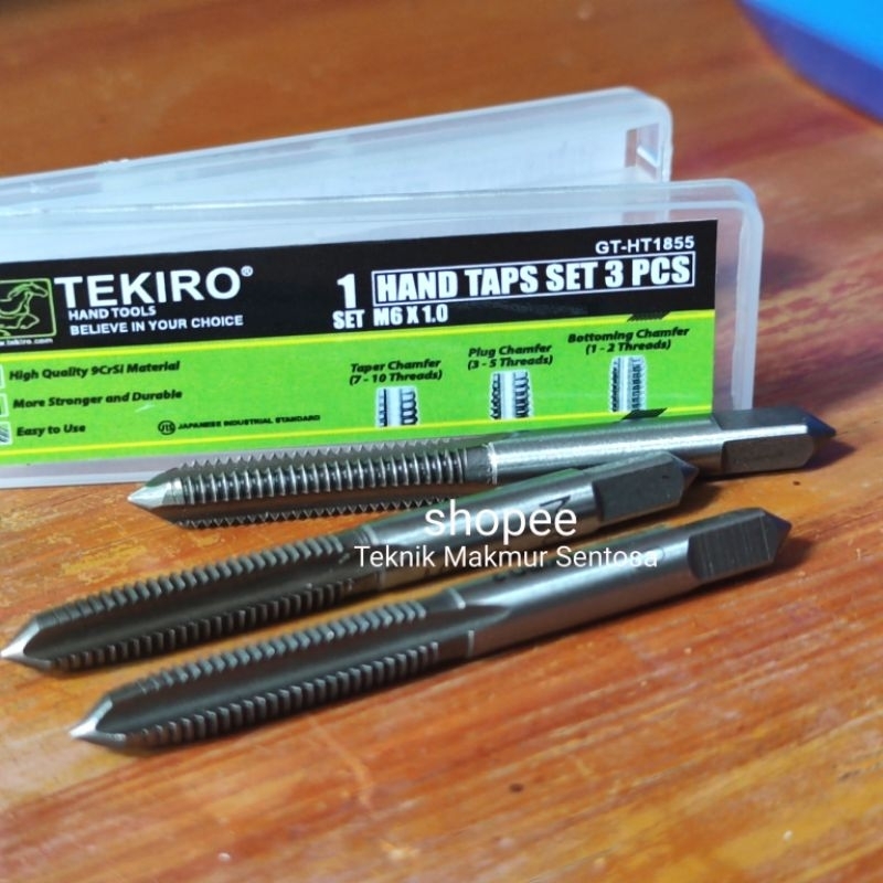 M6 x 1 Hand Tap Set 3pcs Tekiro
