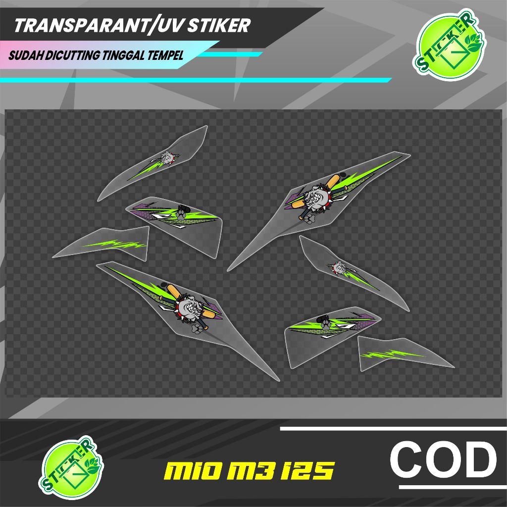 STRIPING TRANSPARAN UV CLEAR SIMPEL YAMAHA MIO M3 MIO 125 BULLDOG ROAD RACE SUDAH DI CUTTING TINGGAL