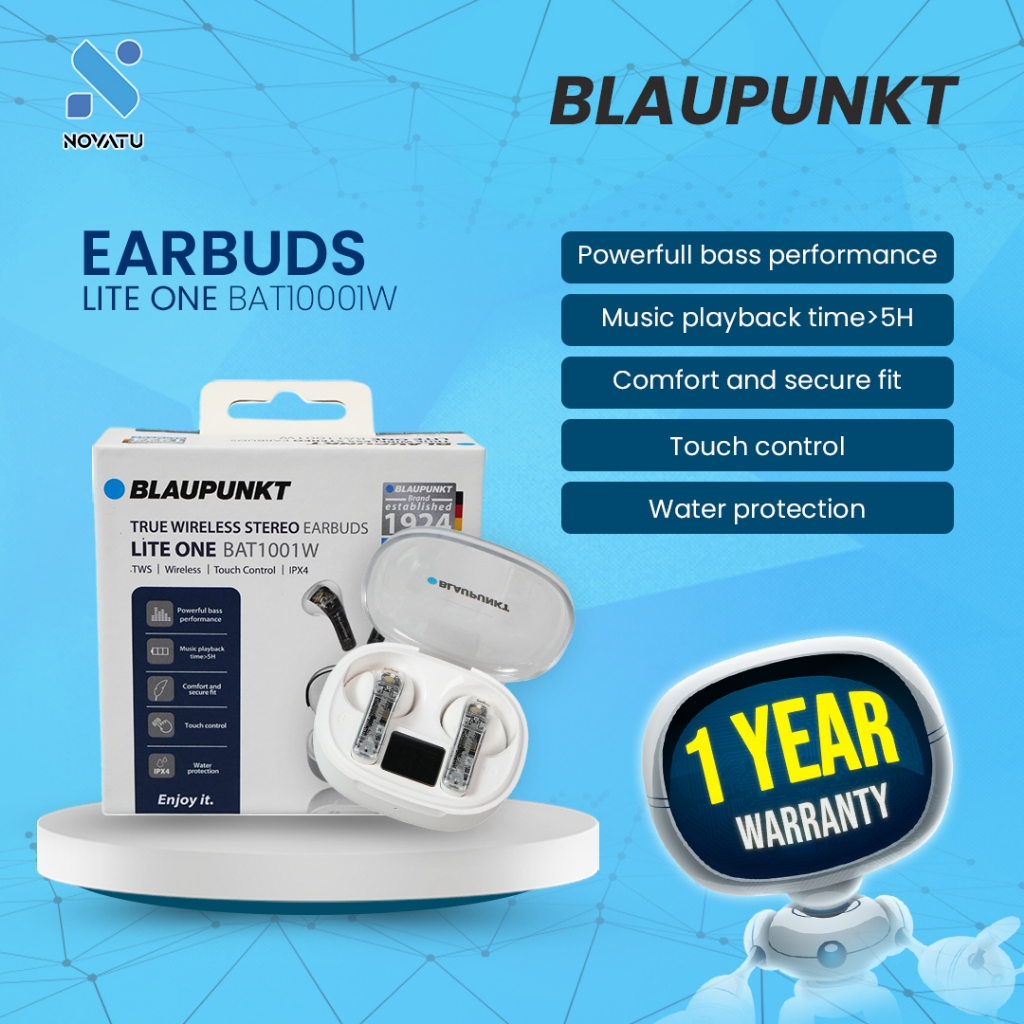 TWS True Wireless Earbuds Blaupunkt Headset Earphone Lite One BAT1001W Bluetooth 5.0 IPX4 Waterproof