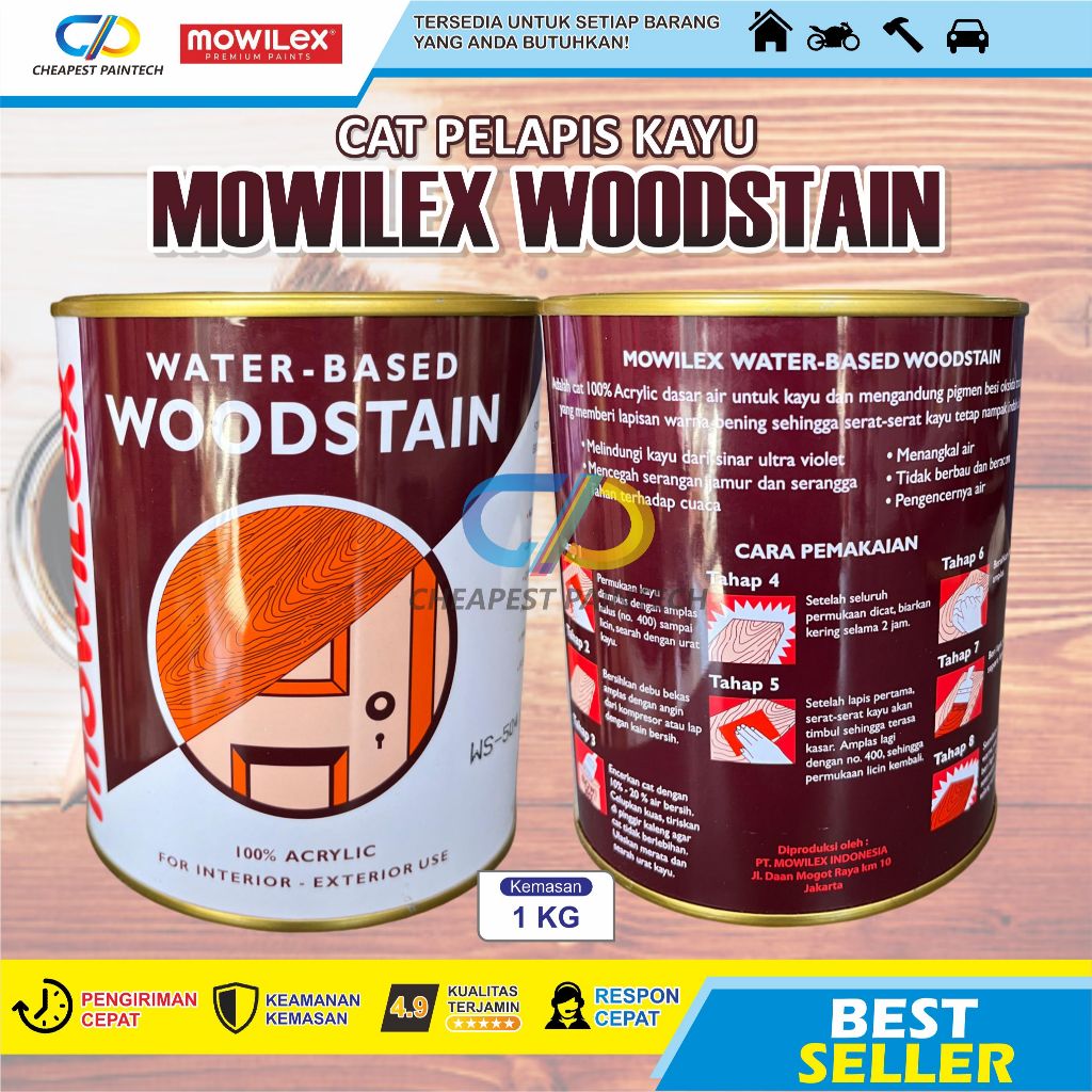 [TERMURAH } MOWILEX WOODSTAIN CAT POLITUR KAYU 1 L (AIR) best seller (LUAR JAWA PAKAI CARGO)