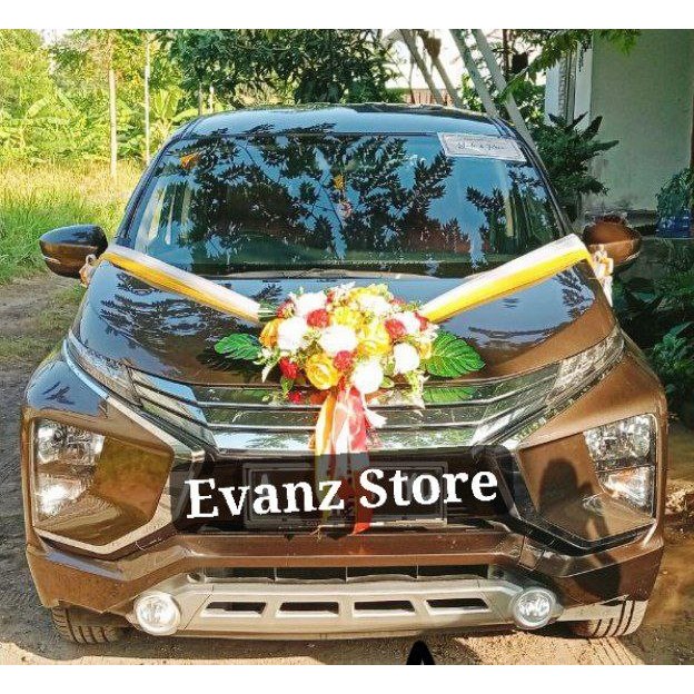 Bunga Mobil Pengantin Red Yellow Oval Besar / Karangan Bunga Mobil Pernikahan/ Bouquet wedding / Bun