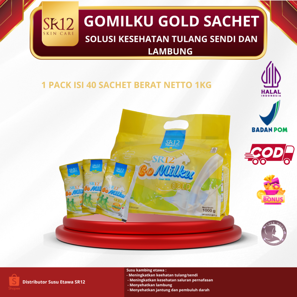 

Gomilku Gold SR12 Kemasan 1Kg 40 Sachet Susu Kambing Etawa Premium