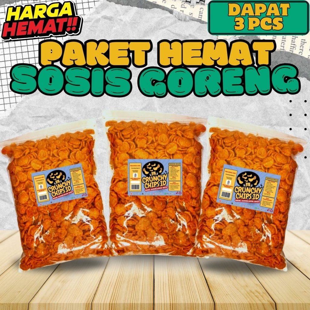 

PAKET HEMAT Cemilan Pedas Sosis Goreng Kriuk Renyah Kiloan Bumbu Cikruh Pedas Daun Jeruk Nikmat