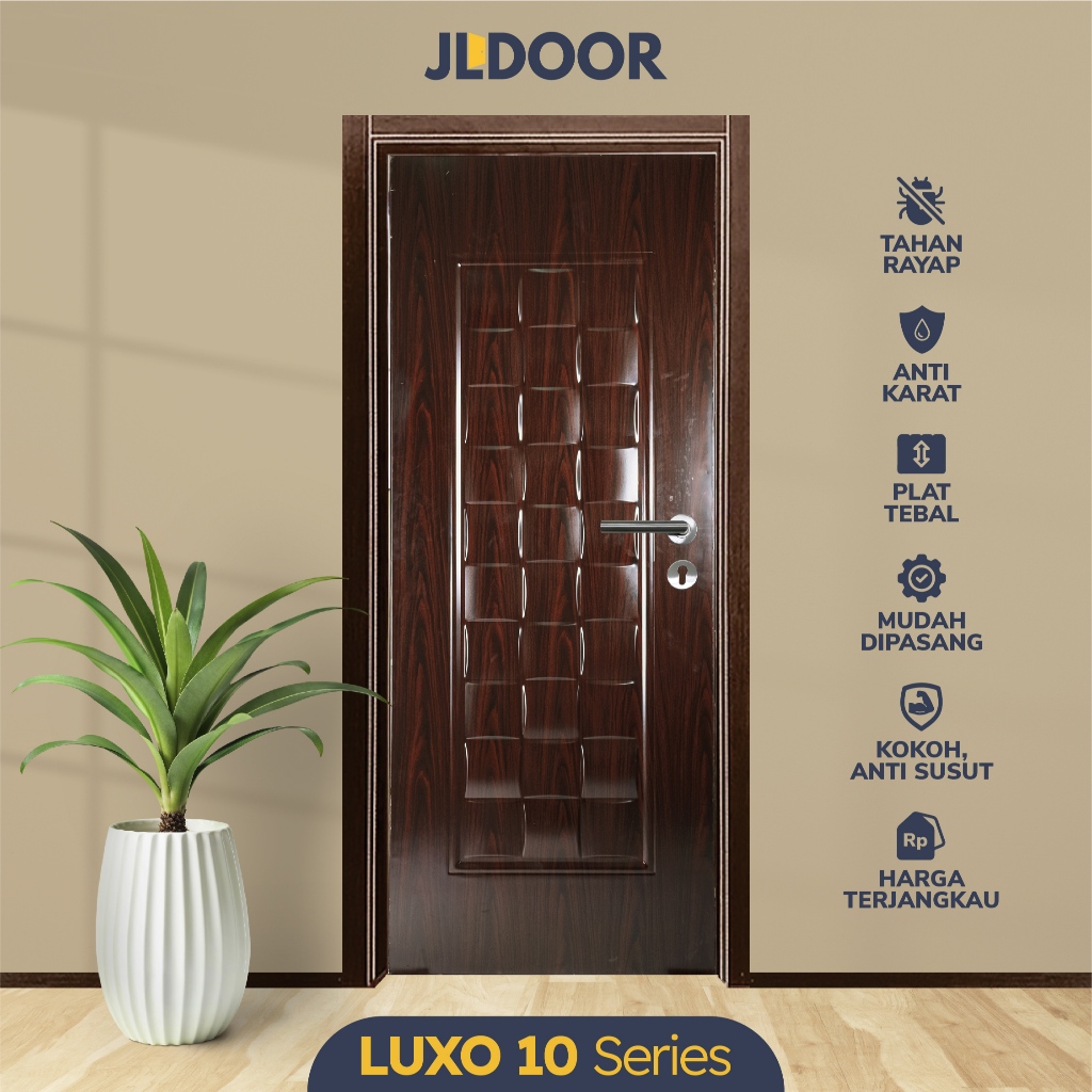 JLDOOR Pintu Baja Ringan Minimalis LUXO 10 Brown Walnut