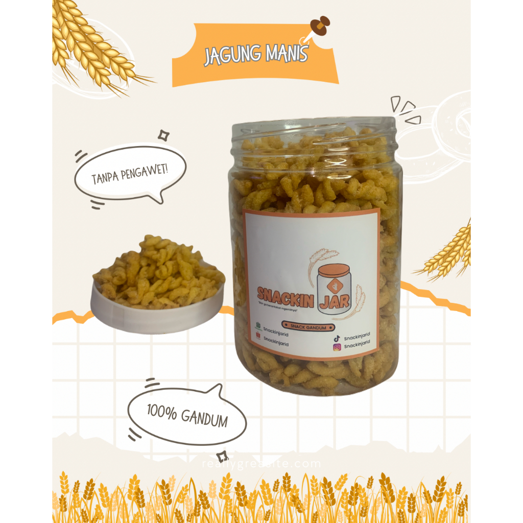 

Snack Makroni Gandum Varian Jagung Manis by Snackinjar I Kemasan 250gram