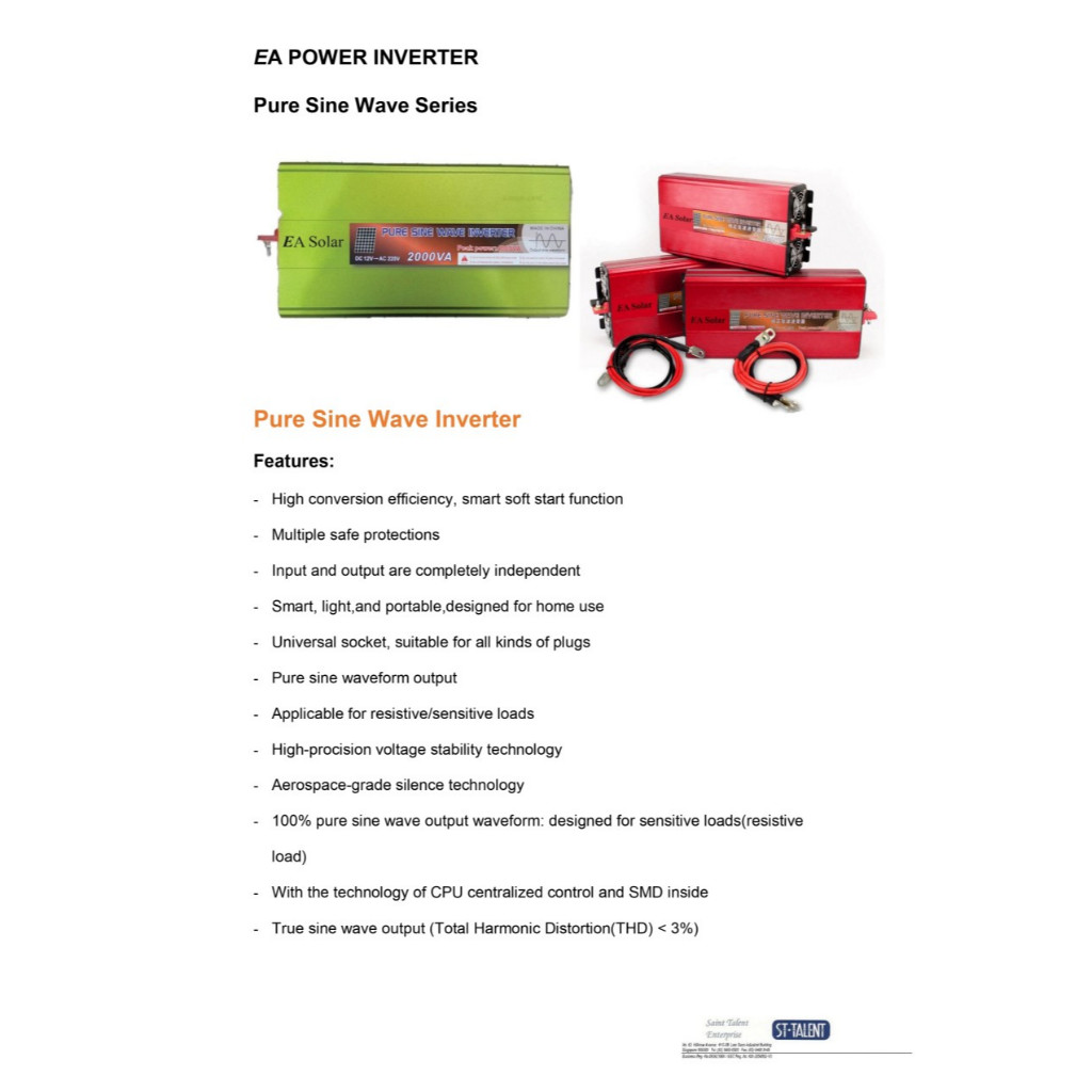 EA Solar Pure Sine Wave Inverter 24V / 3000W