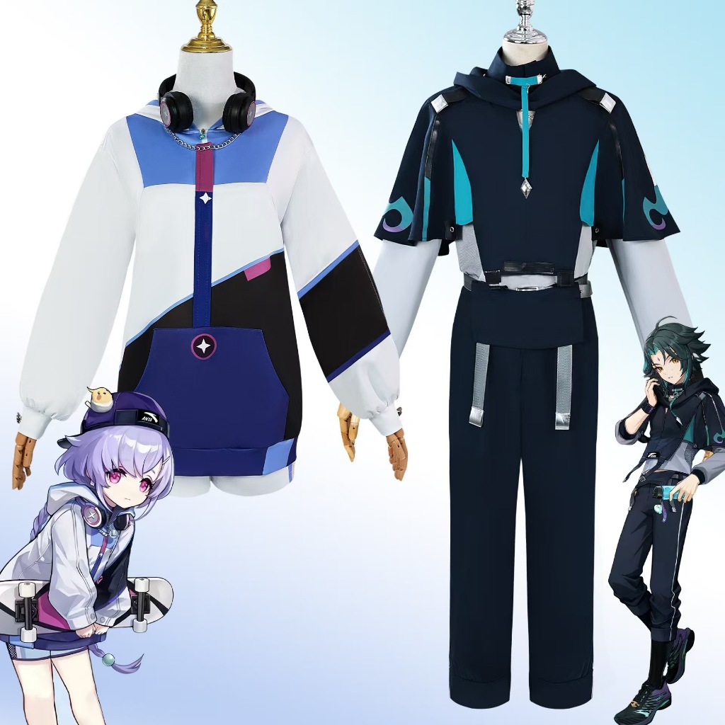 Genshin Impact Xiao Qiqi Cosplay Costume Sportswear Uniform Wigs Cosplay Anime Game Xiao Qi qi Hallo