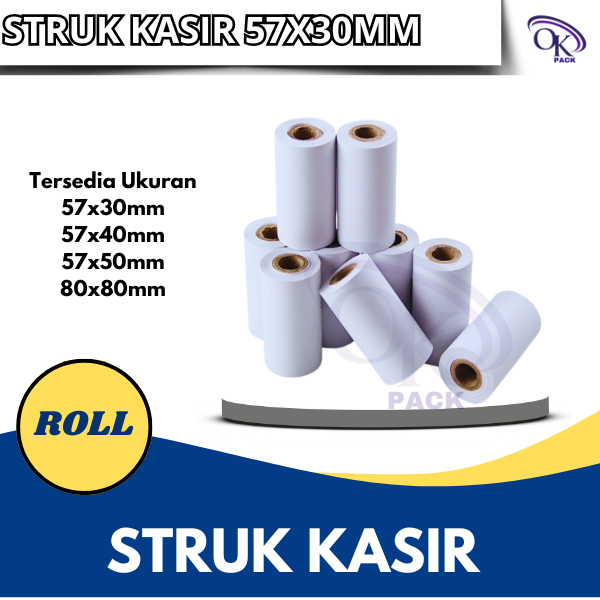 

KERTAS STRUK THERMAL PAPER ROLL 57x30 TERMAL EDC THERMAL PRINTER MINI BLUETOOTH 57MM CORELESS