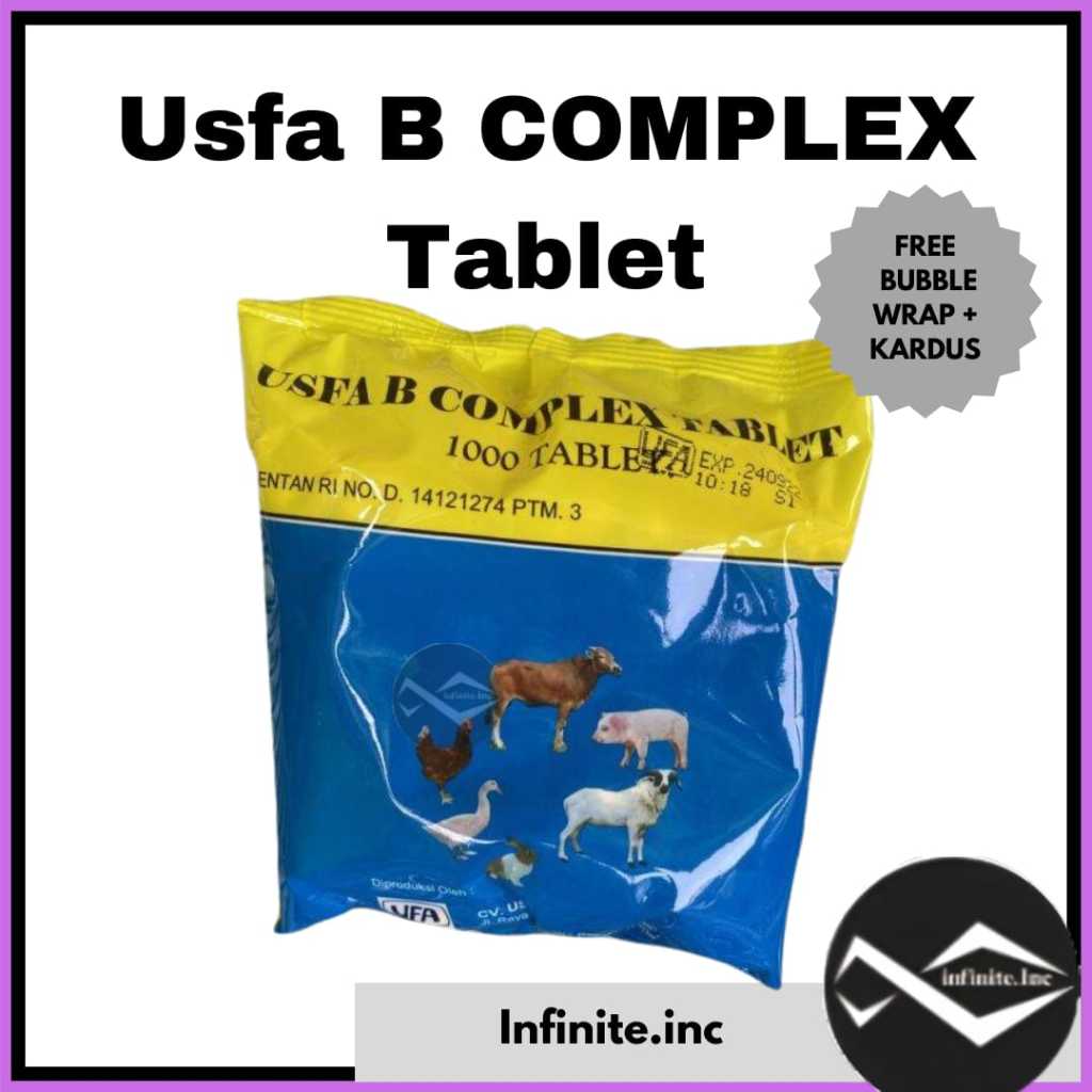 Vitamin B Komplex/ B Complex 1000 Tablet USFA Vitamin B Komplex Tablet Ayam Sapi Kambing Kelinci