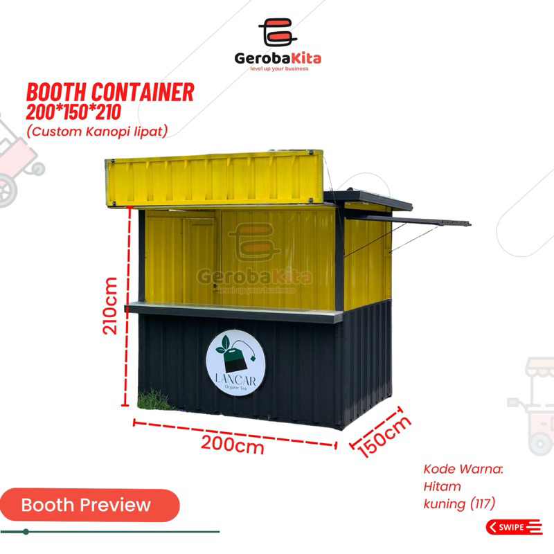 Booth Container 200x150x210  (Custom Kanopi Lipat)