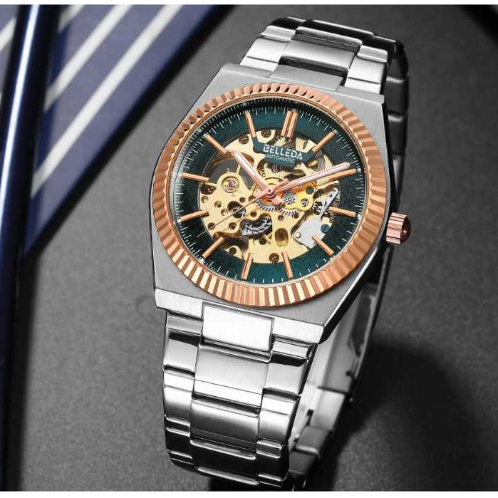 Jam Tangan Pria Belleda 9542 Automatic Movement Stainless Steel Anti Air 3Atm Original Watch