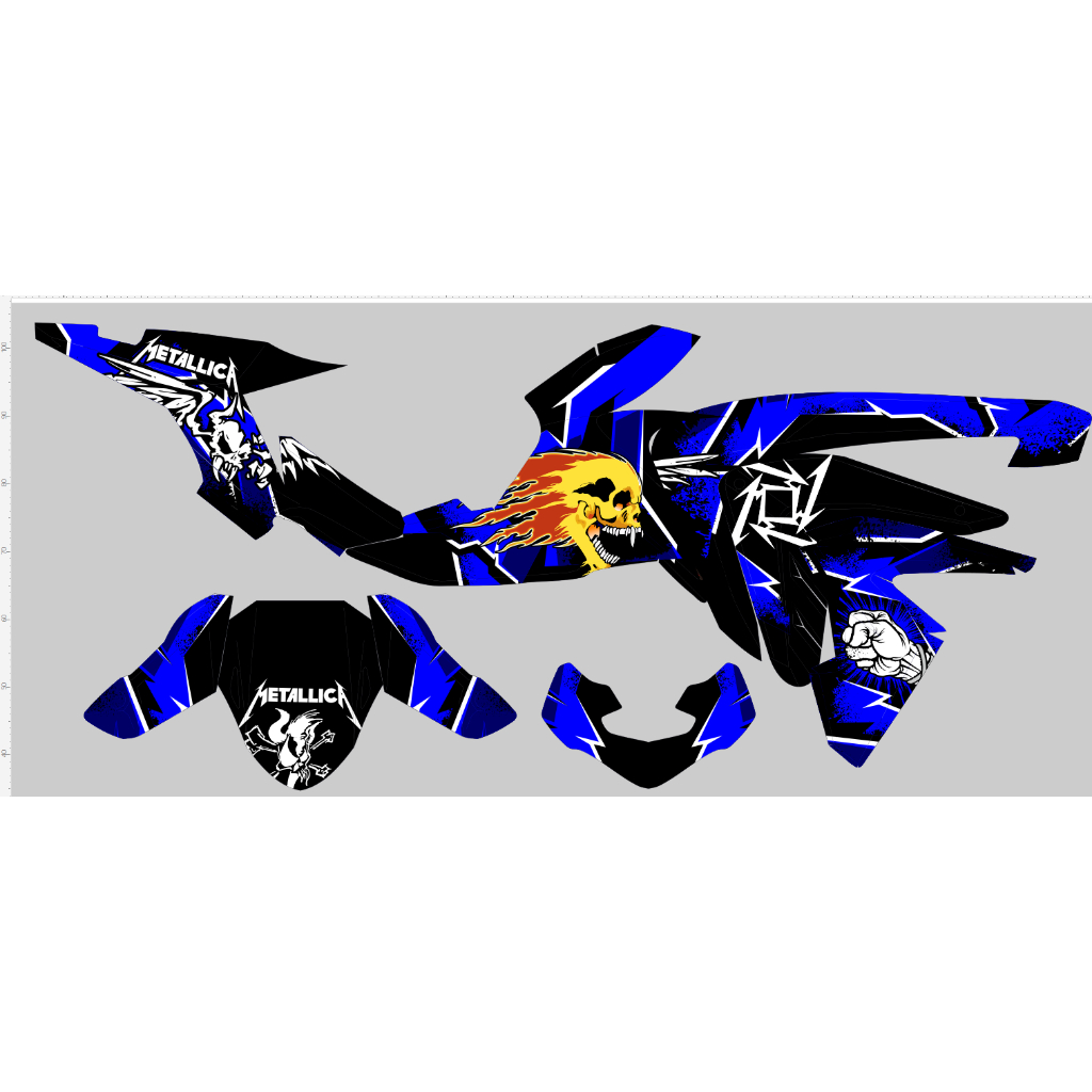 Decal stiker CB150X motif Metalica Biru hitam D-N4