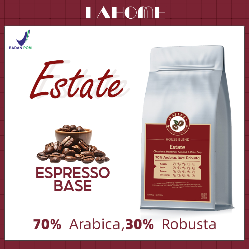 

LAHOME Estate Coffee Bean House Blend Biji Kopi Espresso Base Arabica Robusta 70:30