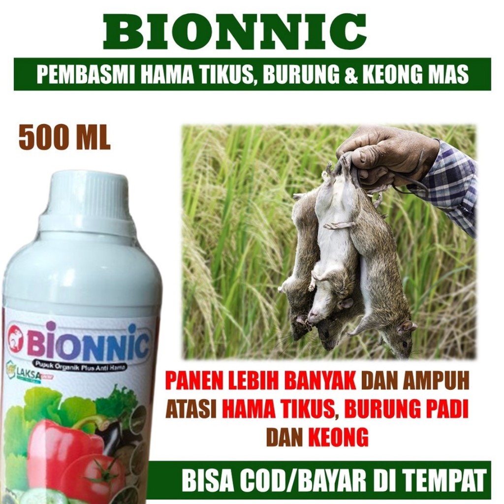 Pestisida Semprot BIONNIC 500 ml Atasi Hama Tikus Padi dan Jagung Paling Bagus, Pupuk Cair BIONNIC B