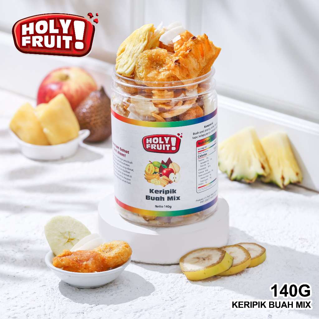 

HOLYFRUIT KERIPIK BUAH MIX 100 GRAM ASLI MIX FRUIT ORIGINAL CEMILAN KERIPIK BUAH MIX