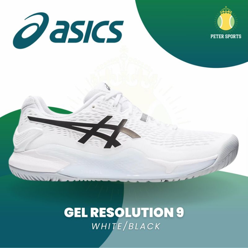 Asics Gel Resolution 9 White/Black - Sepatu Tenis Asics
