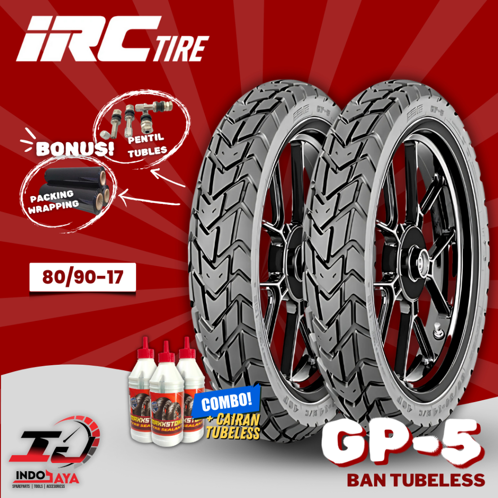[READY COD] BAN LUAR TUBELESS IRC GP5 (80/90-17) BAN BEBEK DEPAN BELAKANG / GP 5 / GP-5 / BAN SATRIA