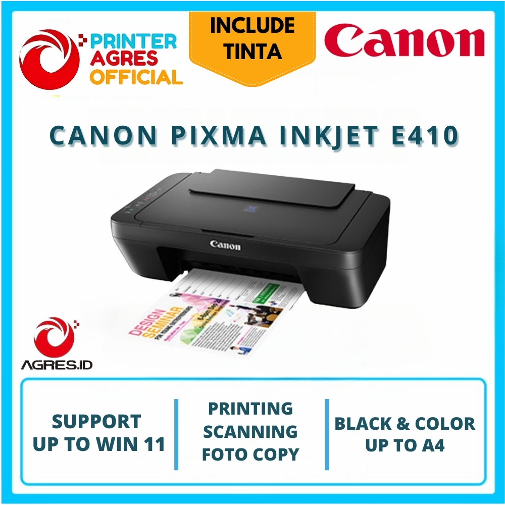 [FREE TINTA] Printer CANON Pixma MP E410 E 410 Print Scan Copy All in One Original Garansi Resmi