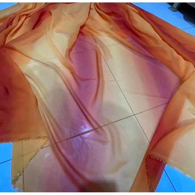 kain sifon  gradasi - sifon ceruty gradasi - kain gradasi dua warna||harga tertera 0 5m