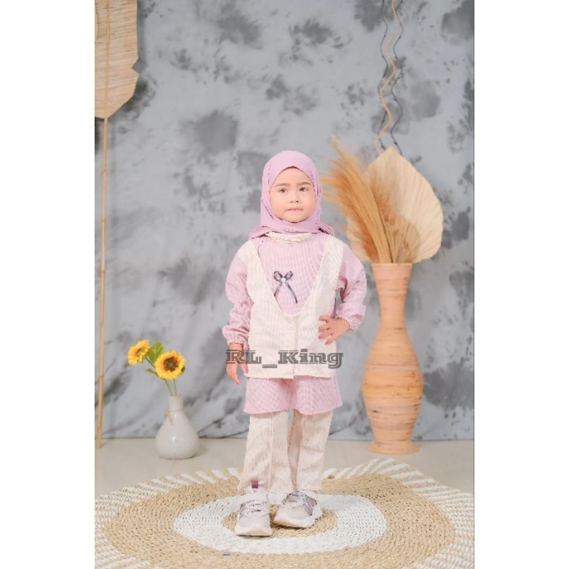 ONE SET ANAK PEREMPUAN JAS 3-11 TAHUN model amira bahan wafle uniqlo setelan anak perempuan