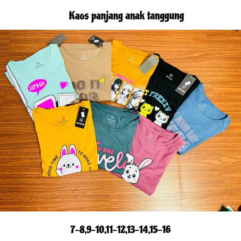 kaos anak cwe tanggung nevadong lengan panjang