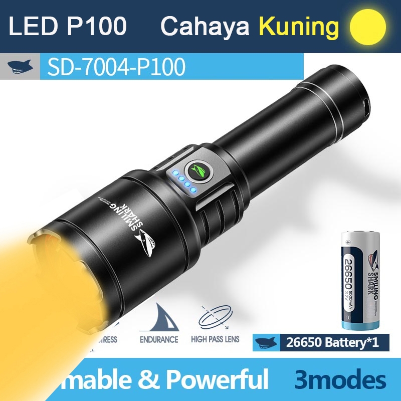 Senter Smiling Shark SD7004 SmilingShark SD 7004 Senter Cahaya kuning Powerbank Type-C Rechargeable