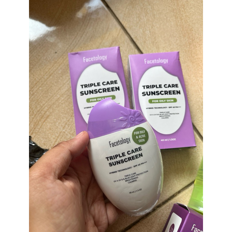 sunscreen facetology ORI 40ml|| kemasan terbaru for oily acne skin