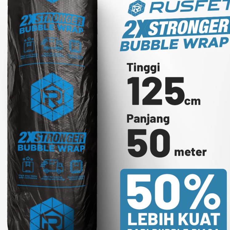 

KF7 PLASTIK BUBBLE BUBLE BABEL WRAP ROLL HITAM 125CM X 5M RUSFET DKM