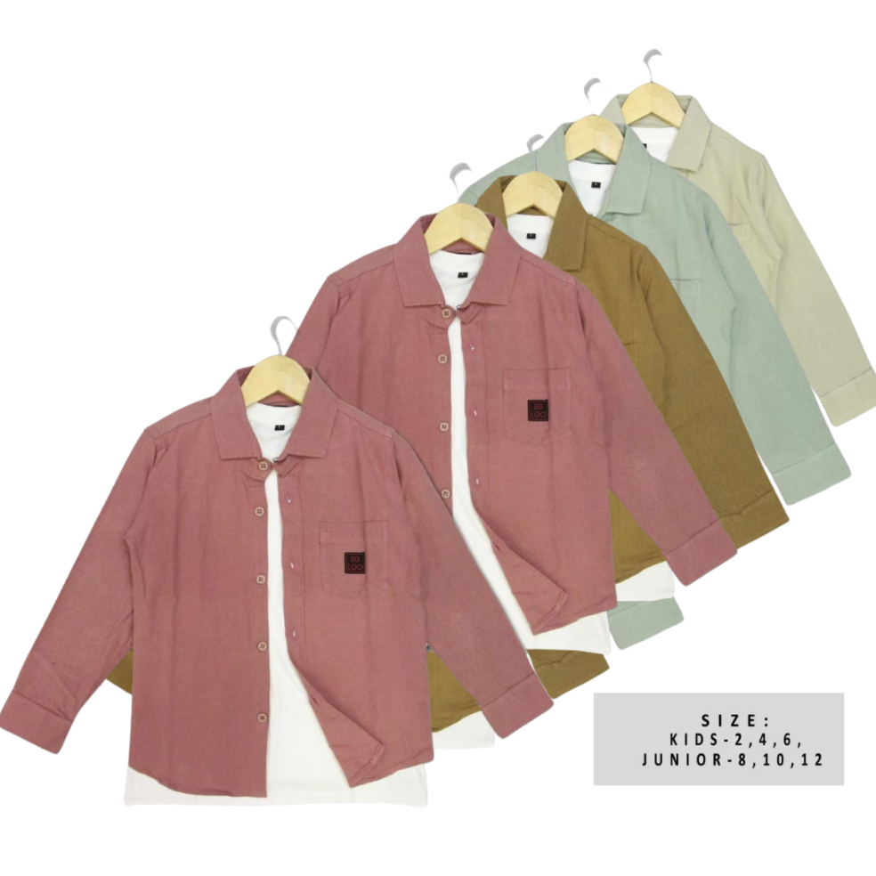Baju Kemeja Lengan Panjang Anak Laki Laki dan Anak Perempuan 1-14 Tahun Atasan Kids Keren