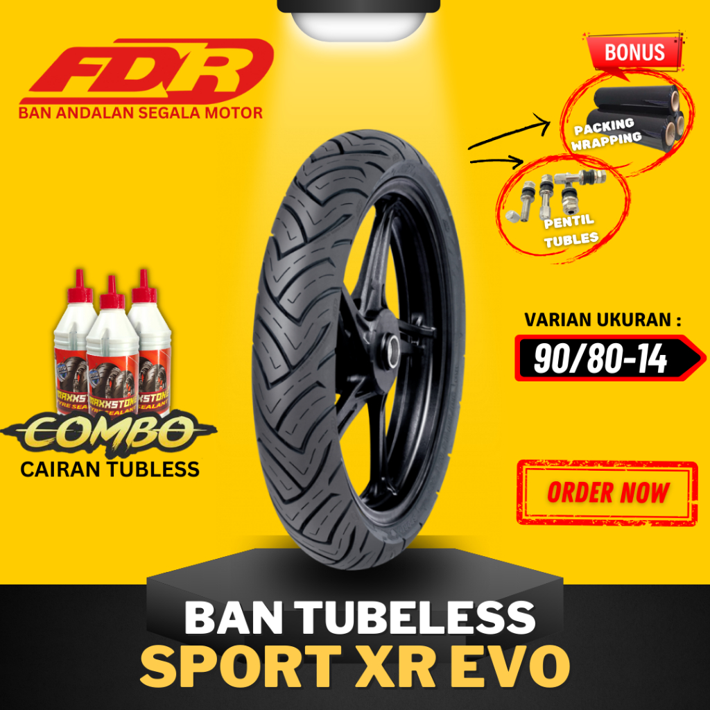 [READY COD] BAN FDR SPORT XR EVO 90/80-14 RING 14 / BAN FDR TUBELESS TUBLES RING 14 ( 90/80-14 ) / B