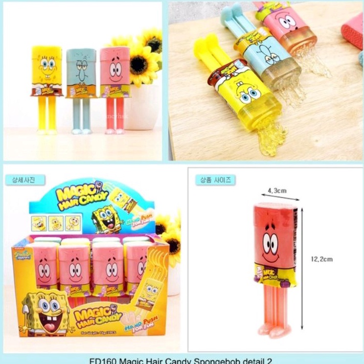 

PRODUK UNGGULAN 1PcsKorean Magic Hair Candy Korea Viral Squidward Spongebob Candy Permen Viral Korea