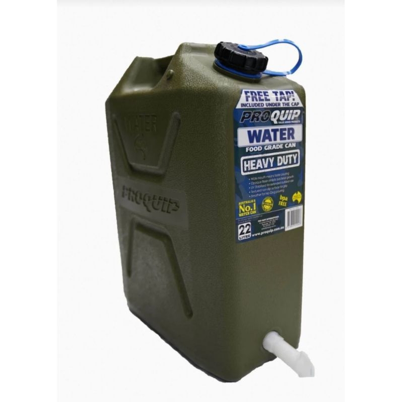PROQUIP Jerry Can / Jerigen Heavy Duty Kapasitas 22 Liter Warna Hijau Army Untuk Air Kran, Air Minum