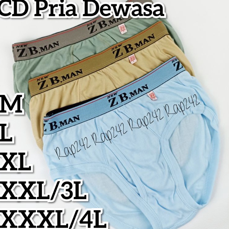CD Celana Dalam Pria Dewasa ZB Man Ukuran M L XL XXL 3L XXXL 4L ZBMan KB Karet Boxer Brief Dalaman C