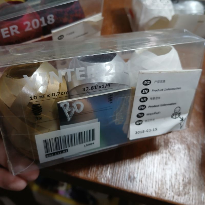 

IKEA VINTER pita satin pita plastik dengan label tag kado hadiah natal 3rol